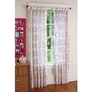 2 panels multicolor dots circles tab top curtains